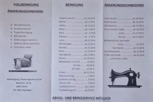 Vollreinigung/Änderungsschneiderei